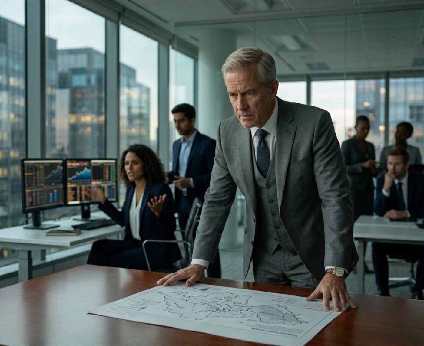 CFO reviewing capital strategy in boardroom